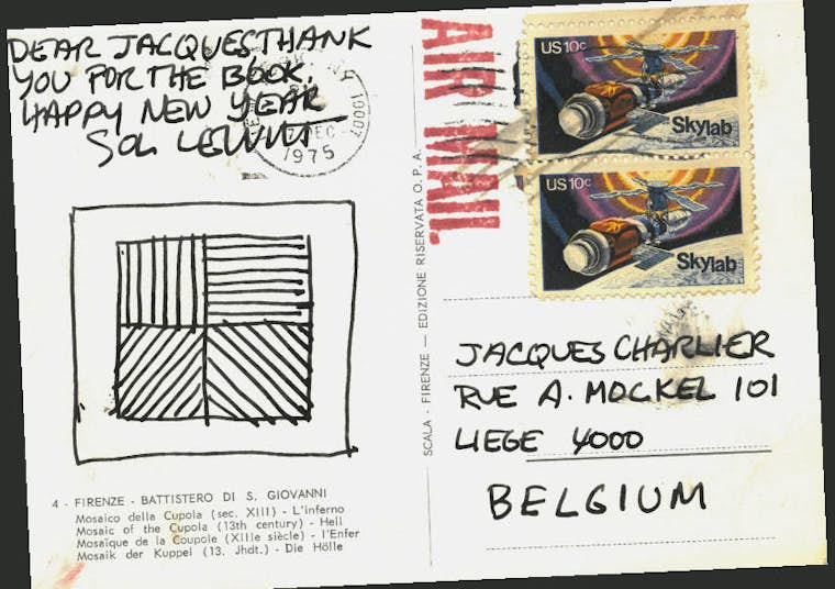 Carte postale de Sol LeWitt à Jacques Charlier