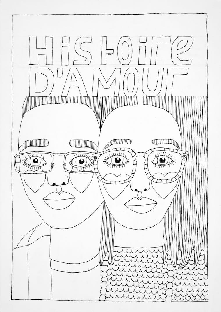Sarah Albert, "Histoire d'Amour", feutre sur papier, 2018. ©Muriel Thies / La "S" Grand Atelier